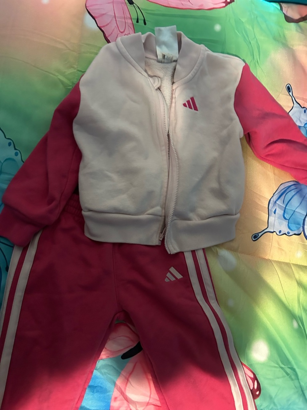 adidas Pink and White Kids Matching Set